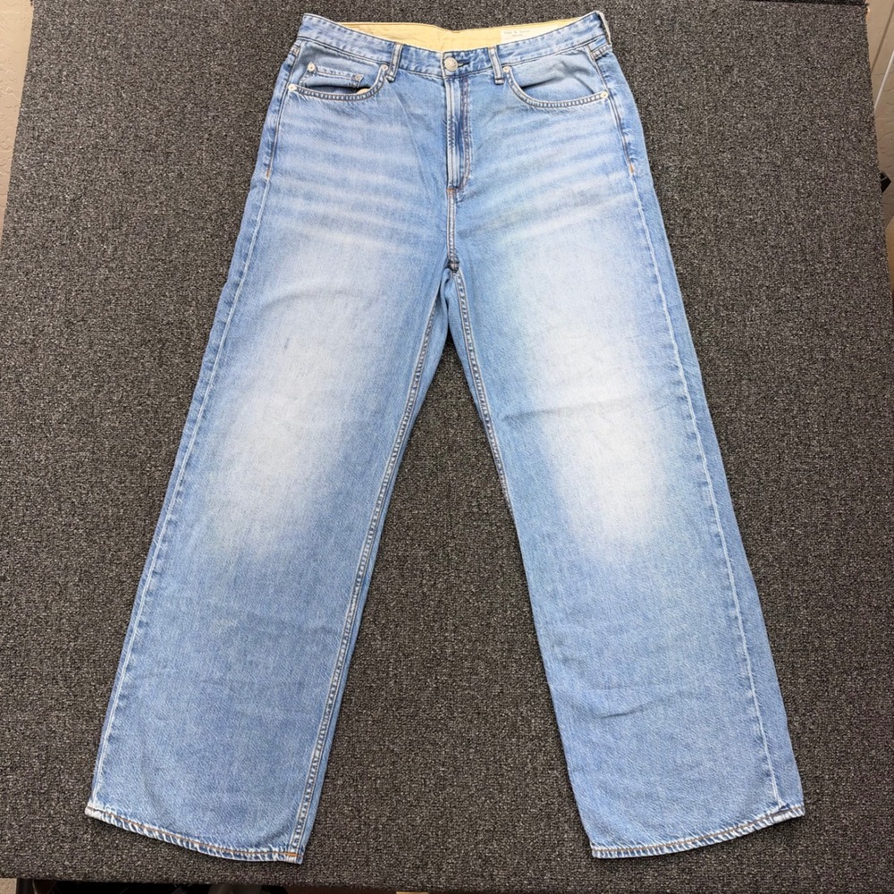 Rag & Bone Logan Mid-Rise Wide Leg Jeans Women 31 Audrey Blue minimalist casual